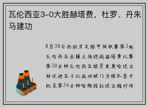 瓦伦西亚3-0大胜赫塔费，杜罗、丹朱马建功